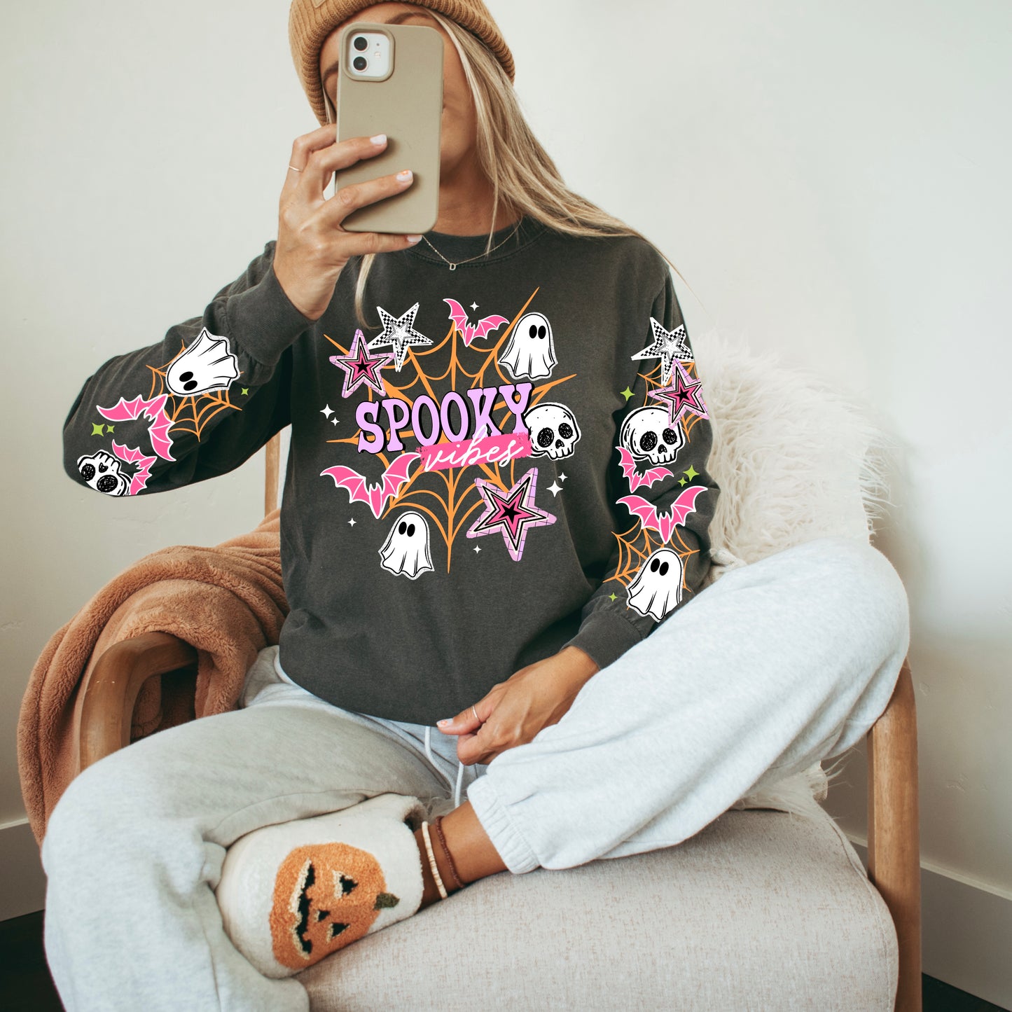 Spooky Vibes Webs W/ Sleeves DTF