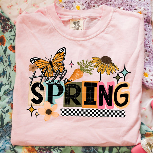 Hello Spring Butterfly and Checkered DTF