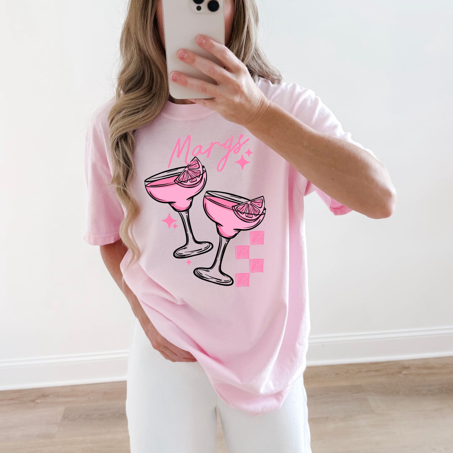 Pink Margs Checkered DTF