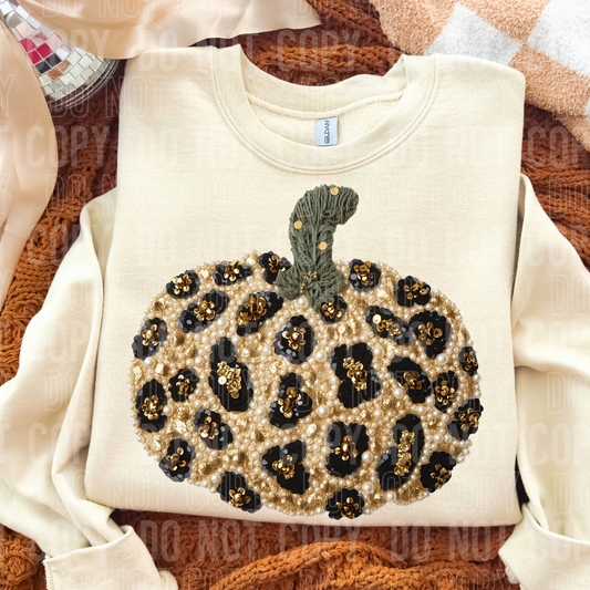 Leopard Pumpkin Faux Pearls DTF