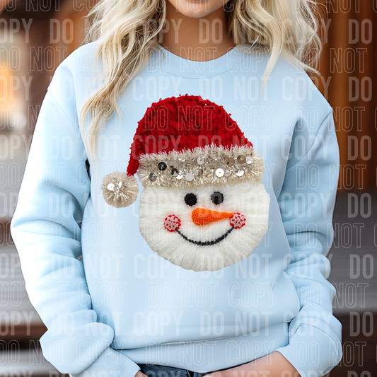 Snowman Head Faux Yarn DTF