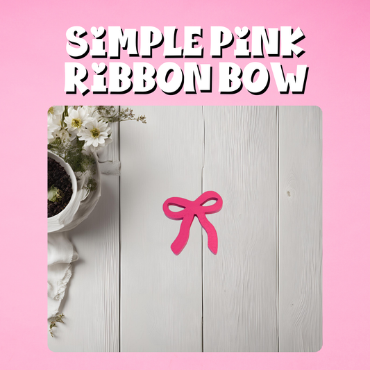 Simple Pink Ribbon Bow Straw Topper