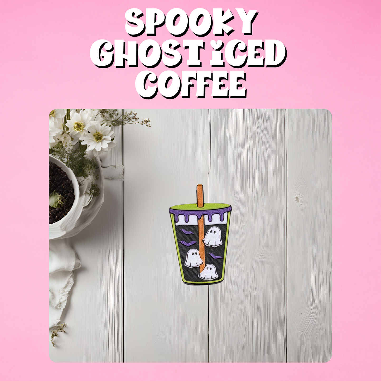 Spooky Ghost Iced Coffee Straw Topper