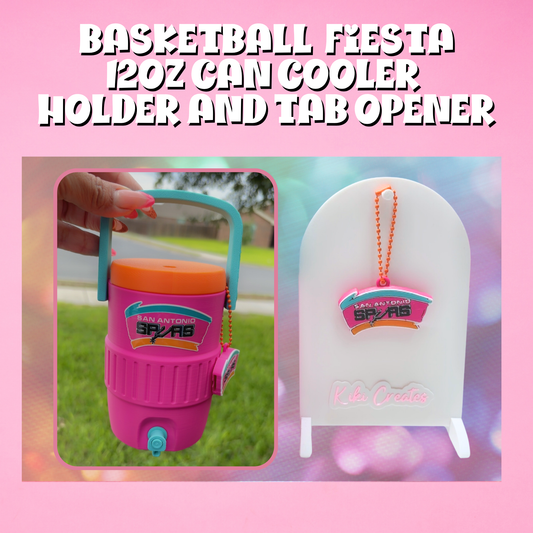 PRE ORDER- Basketball Fiesta 12oz Standard Can Cooler Holder and Tab Opener